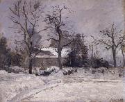 Camille Pissarro Piette-s house,Montfoucault in the snwo oil painting reproduction